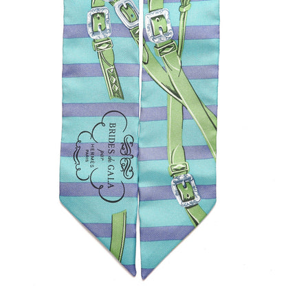 Hermes Silk Brides de Gala Bayaderes Twilly Turquoise Indigo Vert 3 of 5