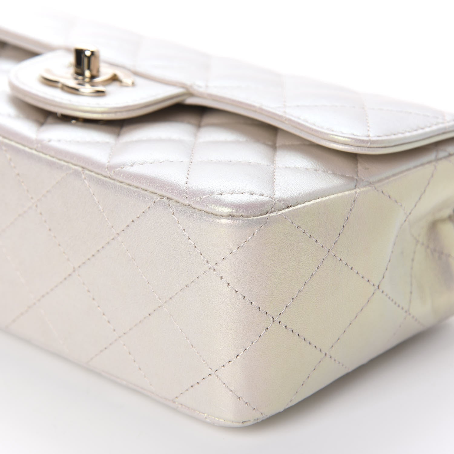 Chanel Iridescent Lambskin Quilted Mini Rectangular Flap Ivory 7 of 11