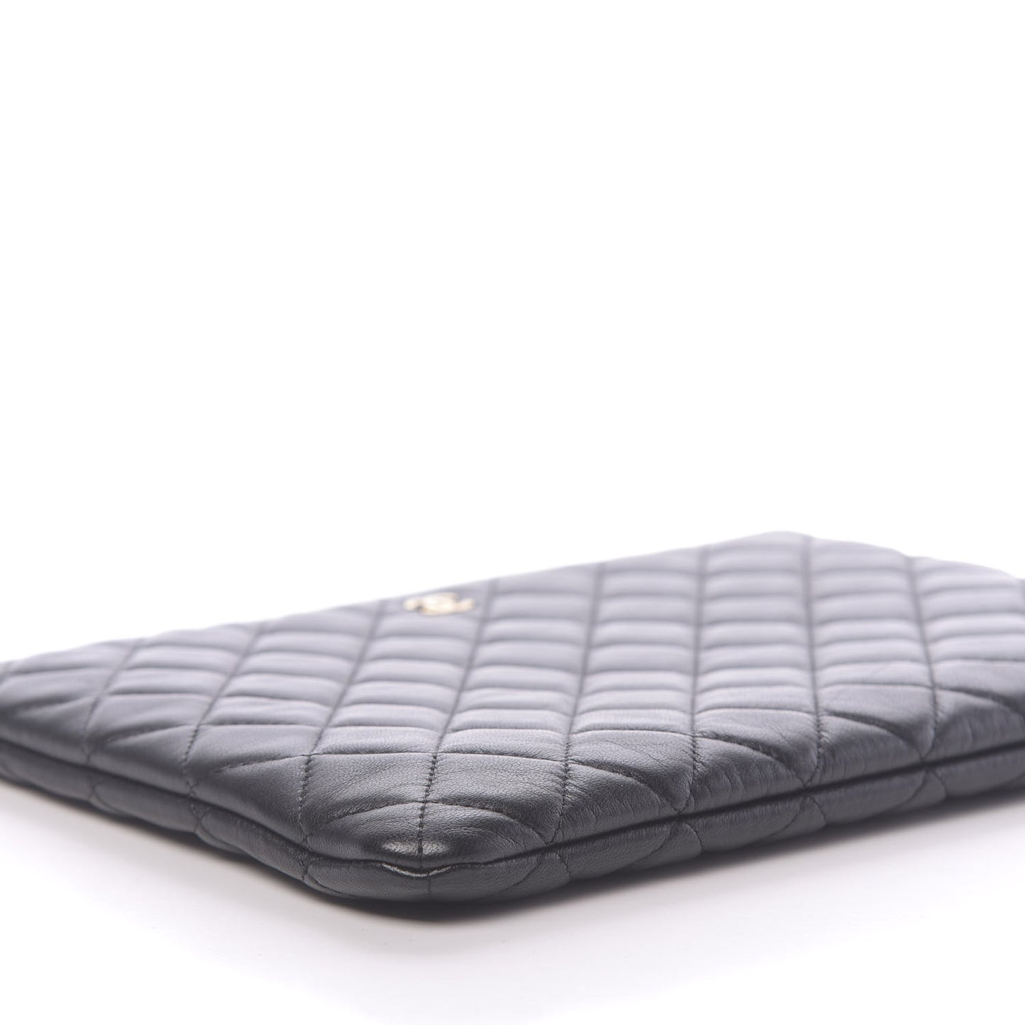 Lambskin Quilted Medium Cosmetic Case Black