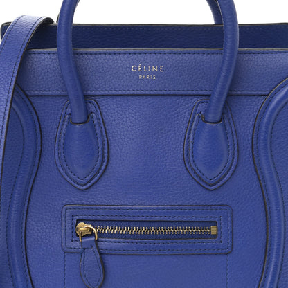 Celine Drummed Calfskin Nano Luggage Indigo 7 of 11