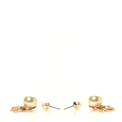 Christian Dior Pearl Crystal Tribal Logo Charms Earrings Gold 4 of 10