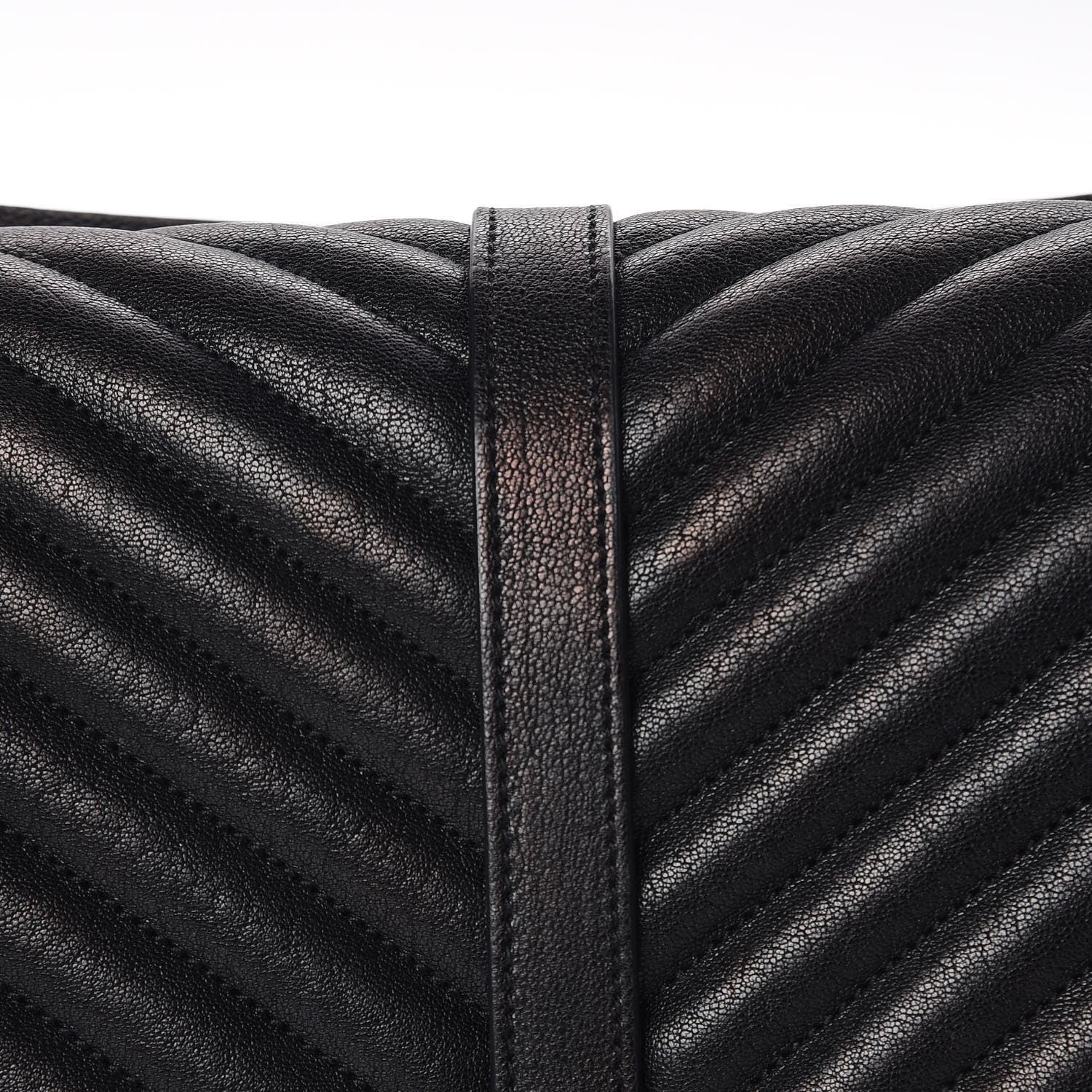Saint Laurent Sheepskin Matelasse Chevron Monogram Large College Satchel Black 13 of 21
