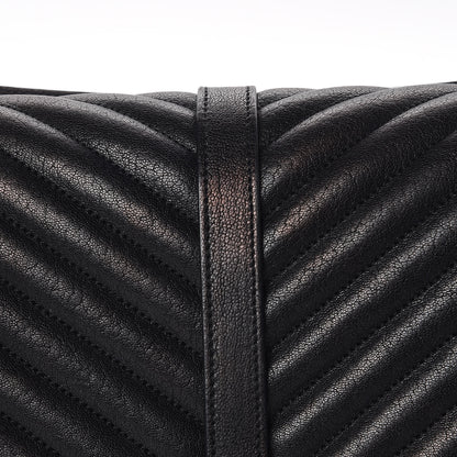 Saint Laurent Sheepskin Matelasse Chevron Monogram Large College Satchel Black 13 of 21