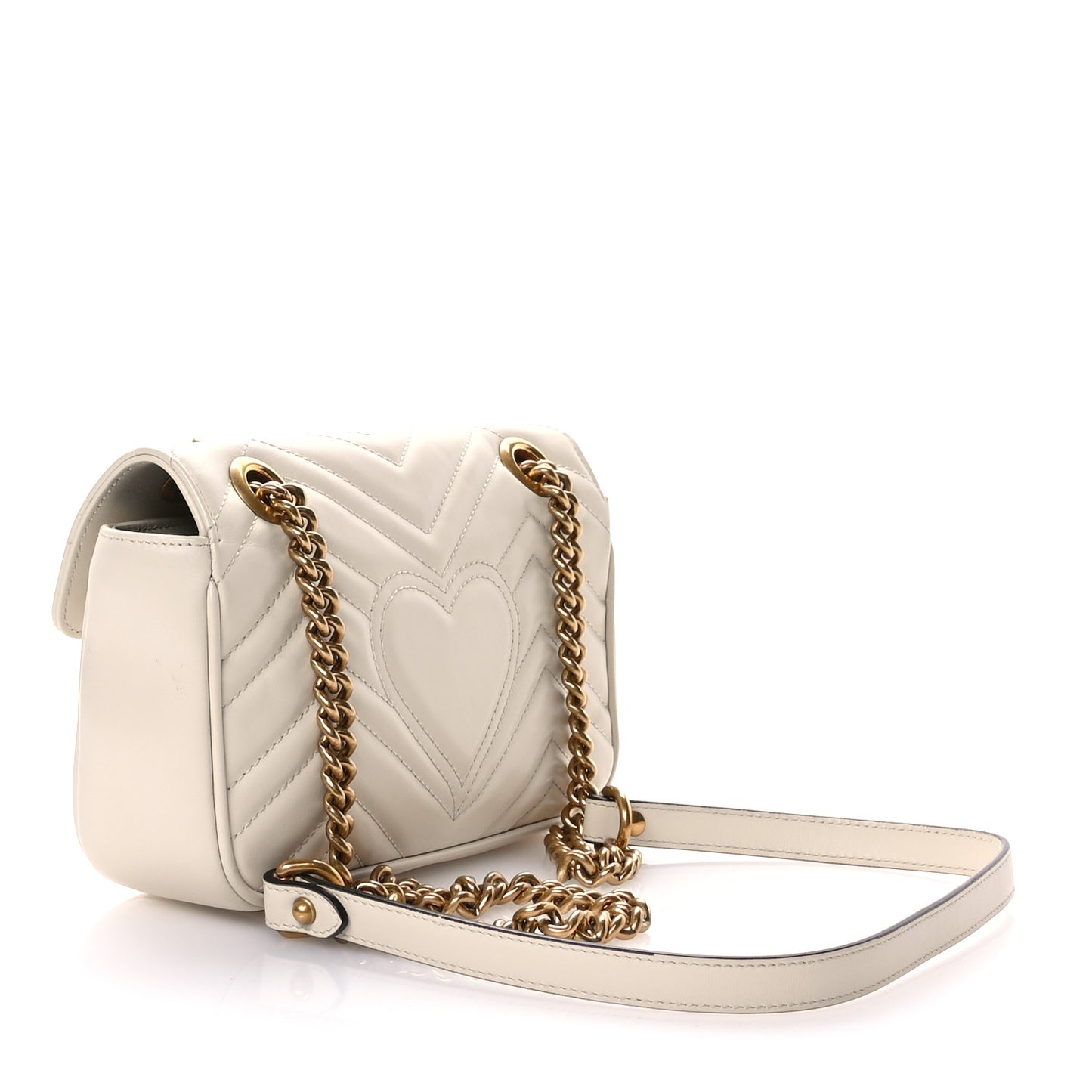 Calfskin Matelasse Mini GG Marmont Shoulder Bag White
