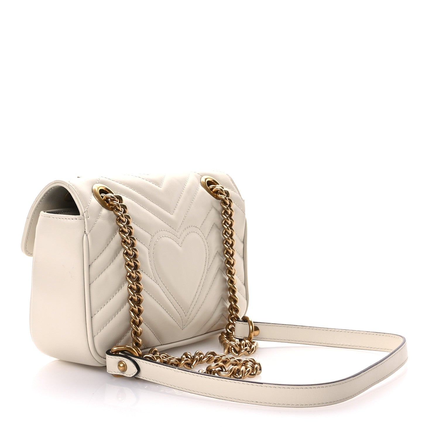 Gucci Calfskin Matelasse Mini GG Marmont Shoulder Bag White 3 of 11