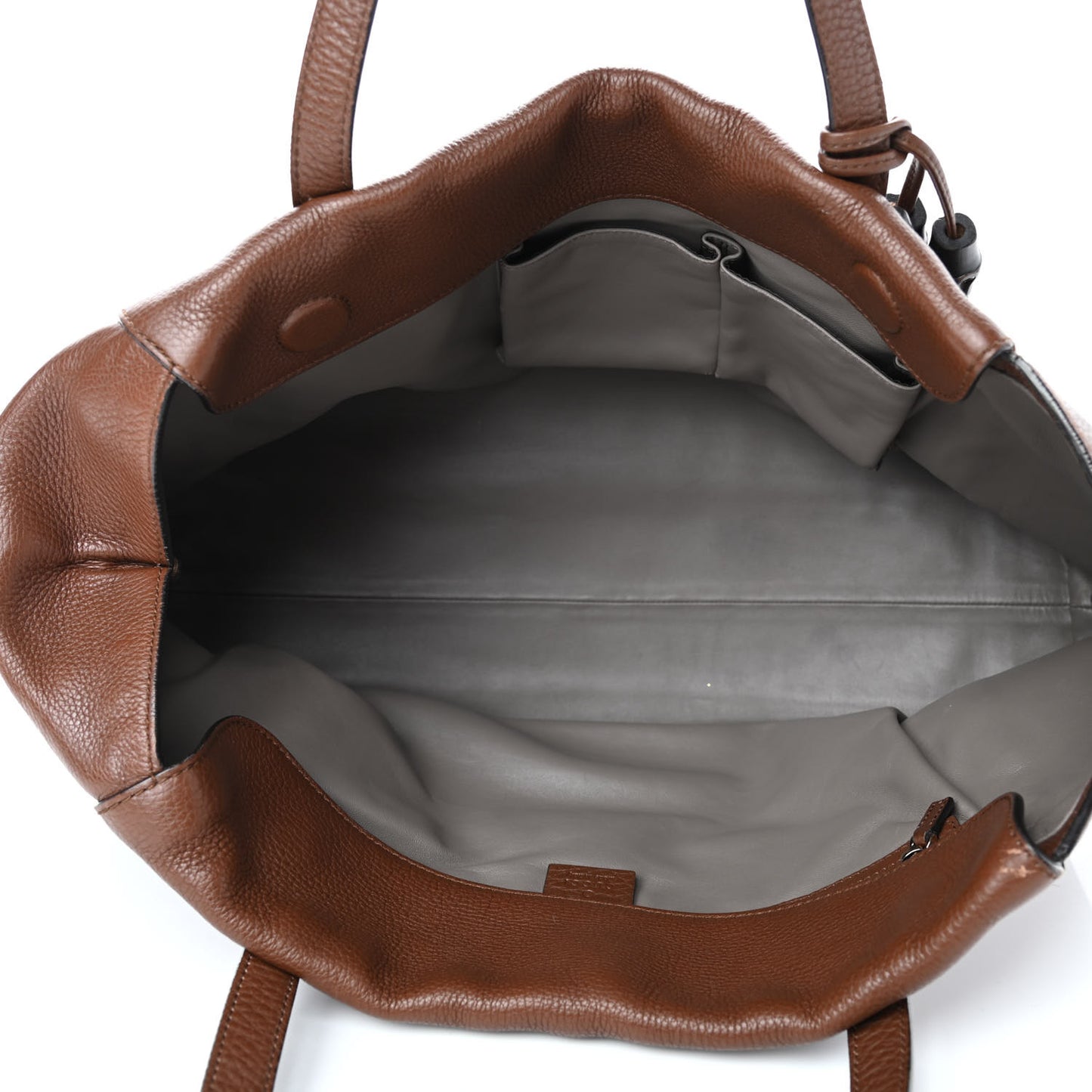 Pebbled Calfskin Lady Tassel Top Handle Bag Brown