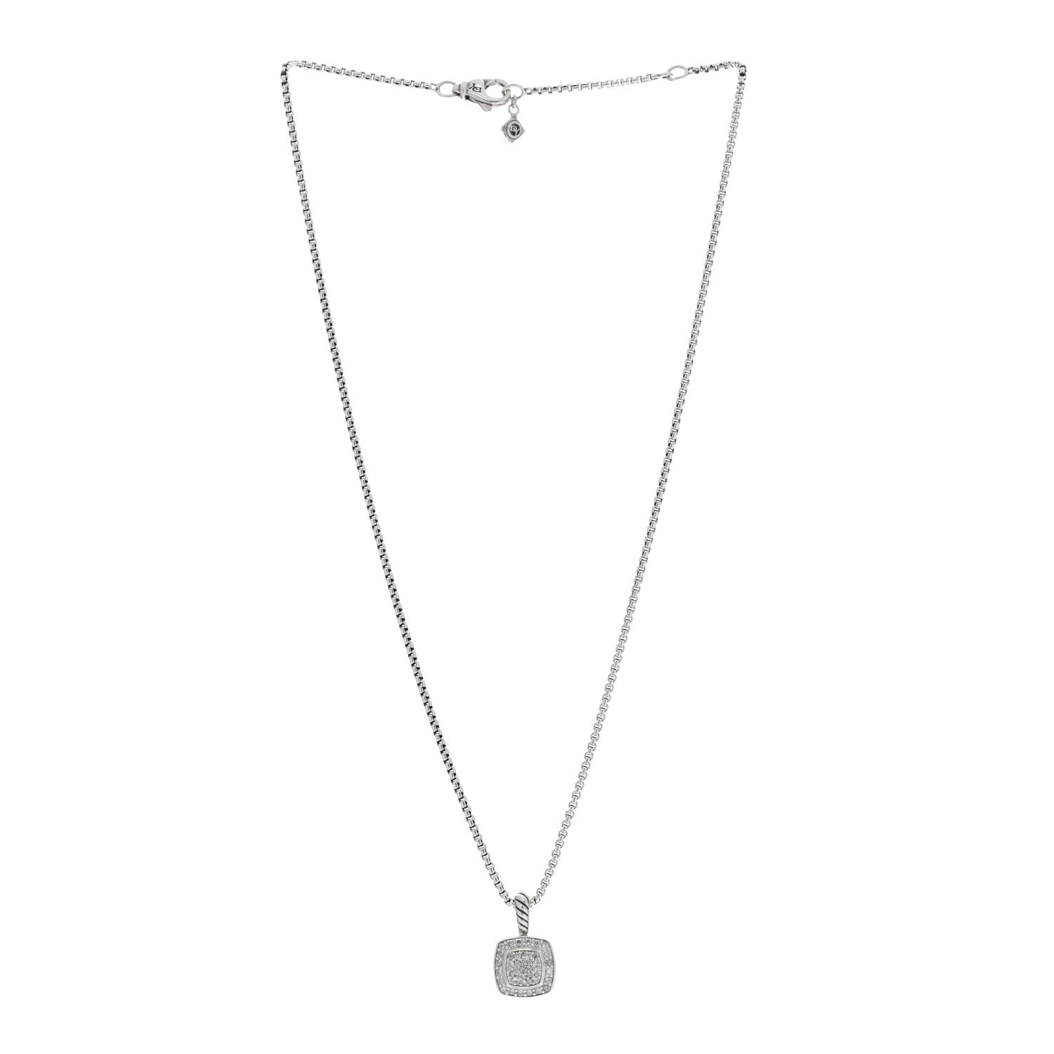 David Yurman Sterling Silver Diamond Pave 7mm Petite Albion Pendant Necklace 3 of 4