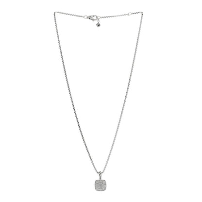 David Yurman Sterling Silver Diamond Pave 7mm Petite Albion Pendant Necklace 3 of 4