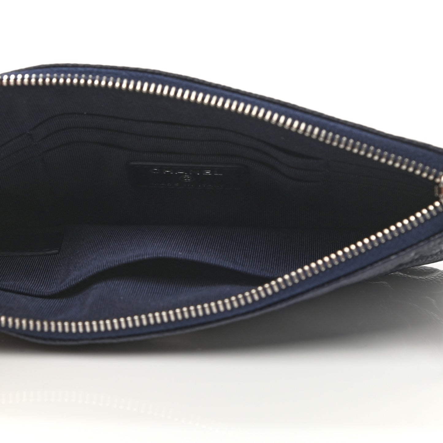 Caviar Camellia Embossed Cosmetic Pouch Navy