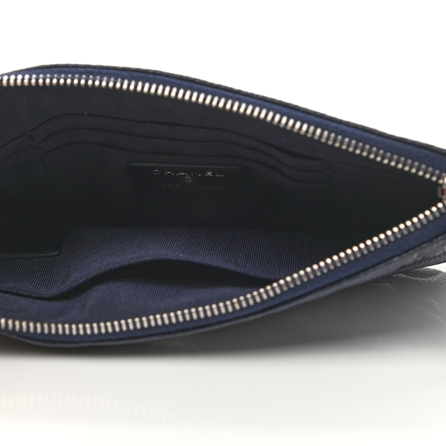Chanel Caviar Camellia Embossed Cosmetic Pouch Navy 4 of 7
