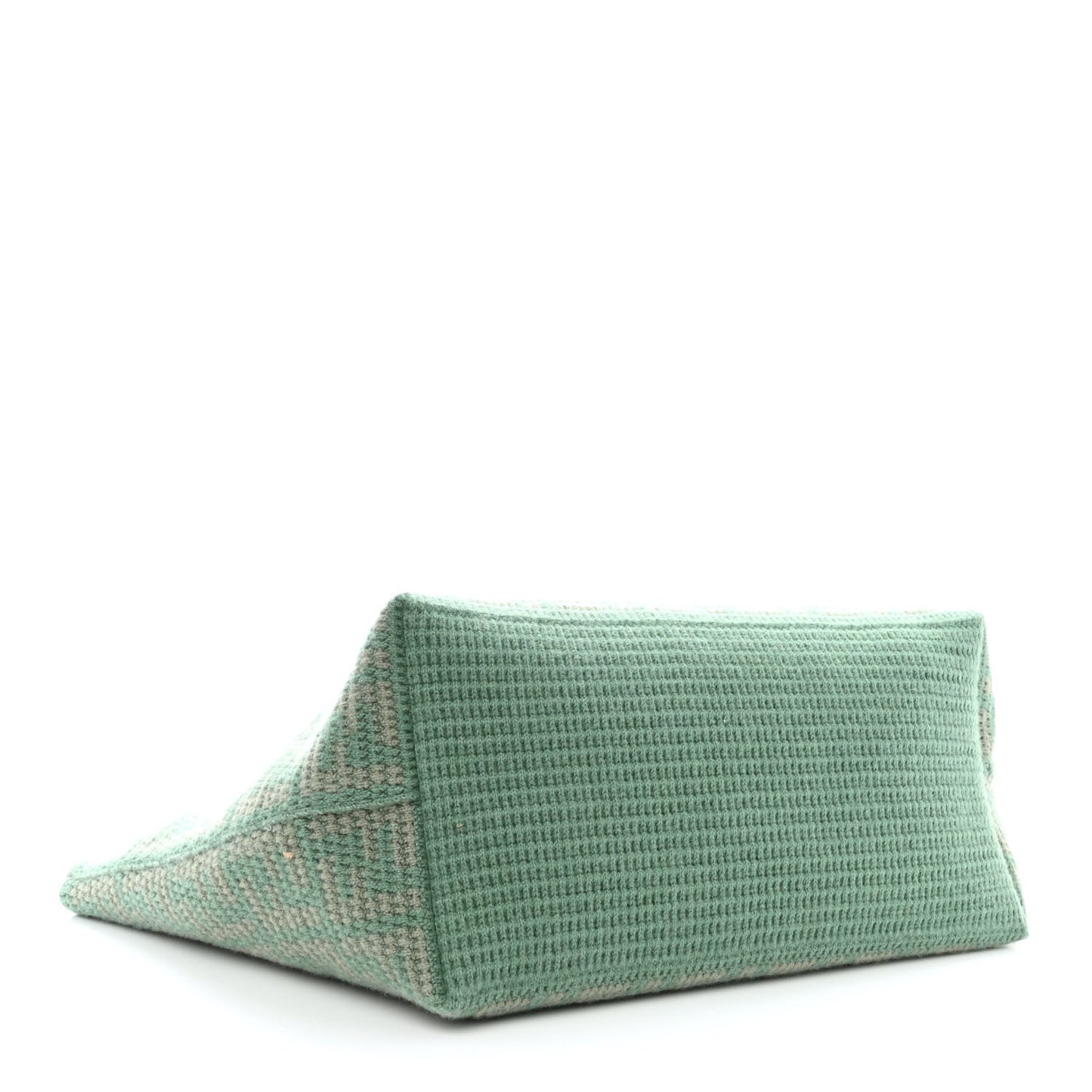 Cashmere Knit FF Large Shopper Tote Verde Islanda