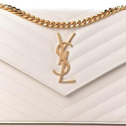 Saint Laurent Grain De Poudre Matelasse Chevron Monogram Chain Wallet Porcellana 10 of 10