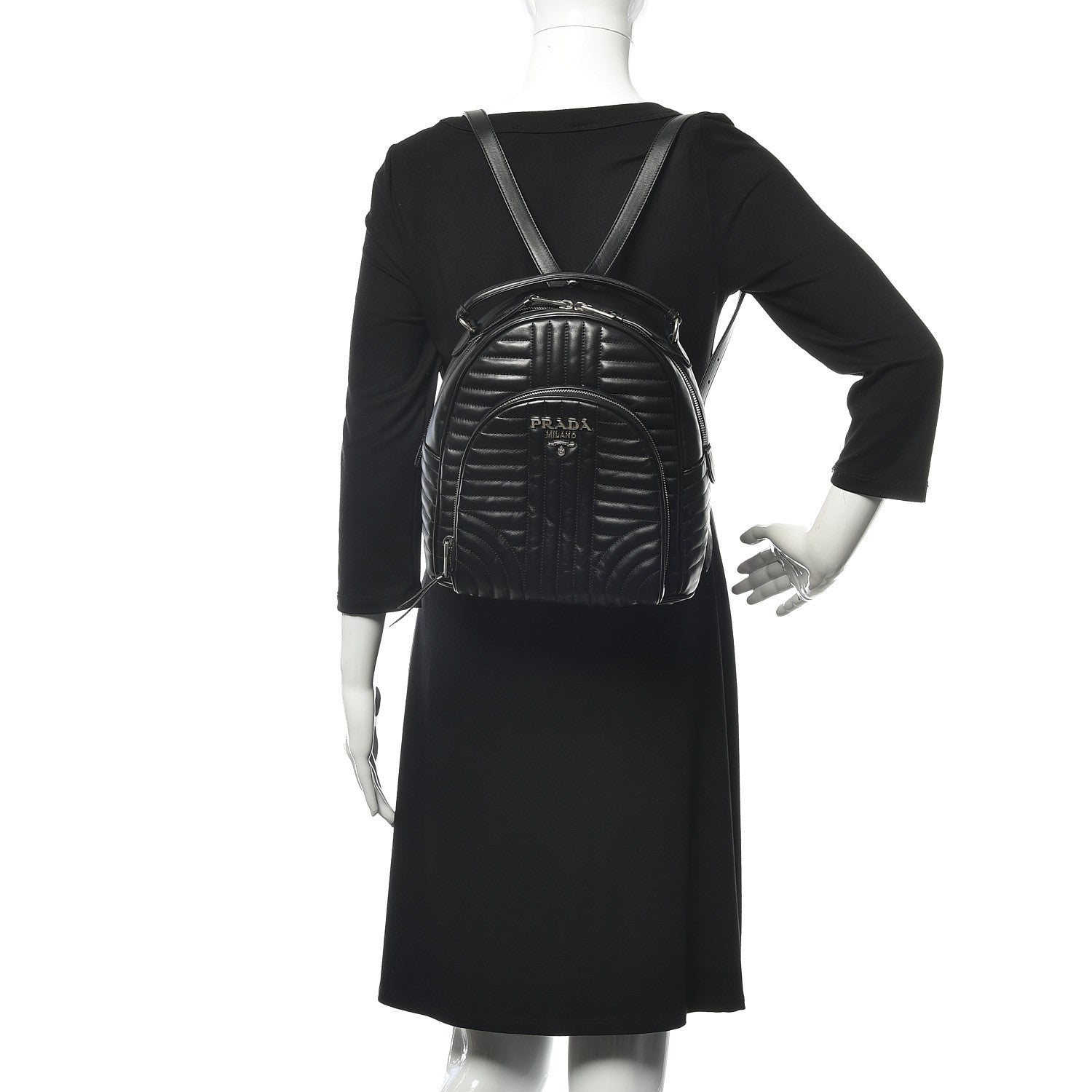 Prada Soft Calfskin Diagramme Day Backpack Black 2 of 9