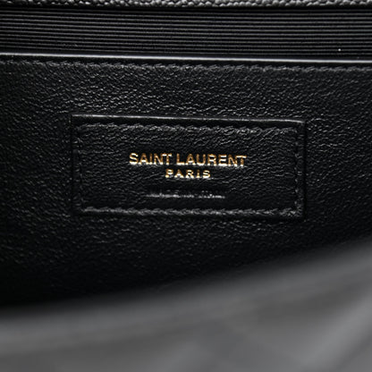 Saint Laurent Grain De Poudre Textured Mixed Matelasse Triquilt Medium Monogram Satchel Black 6 of 11