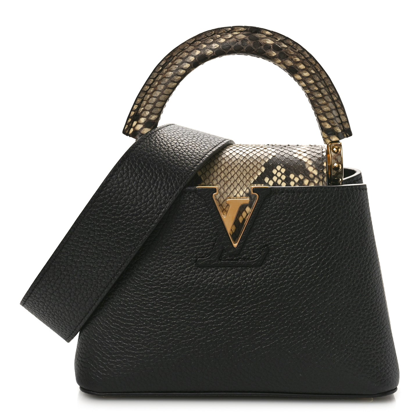 Taurillon Snakeskin Mini Capucines Black