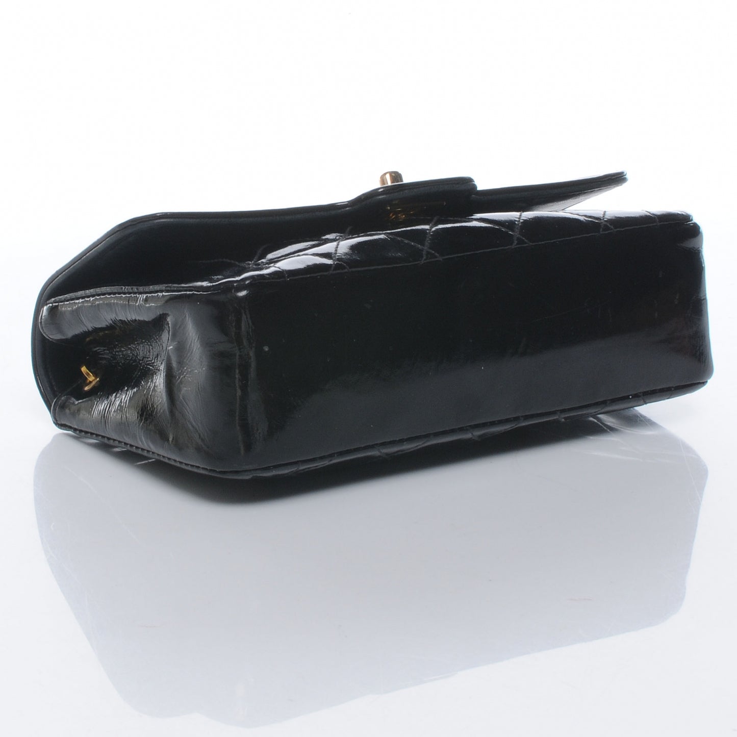 Patent Quilted Mini Flap Black