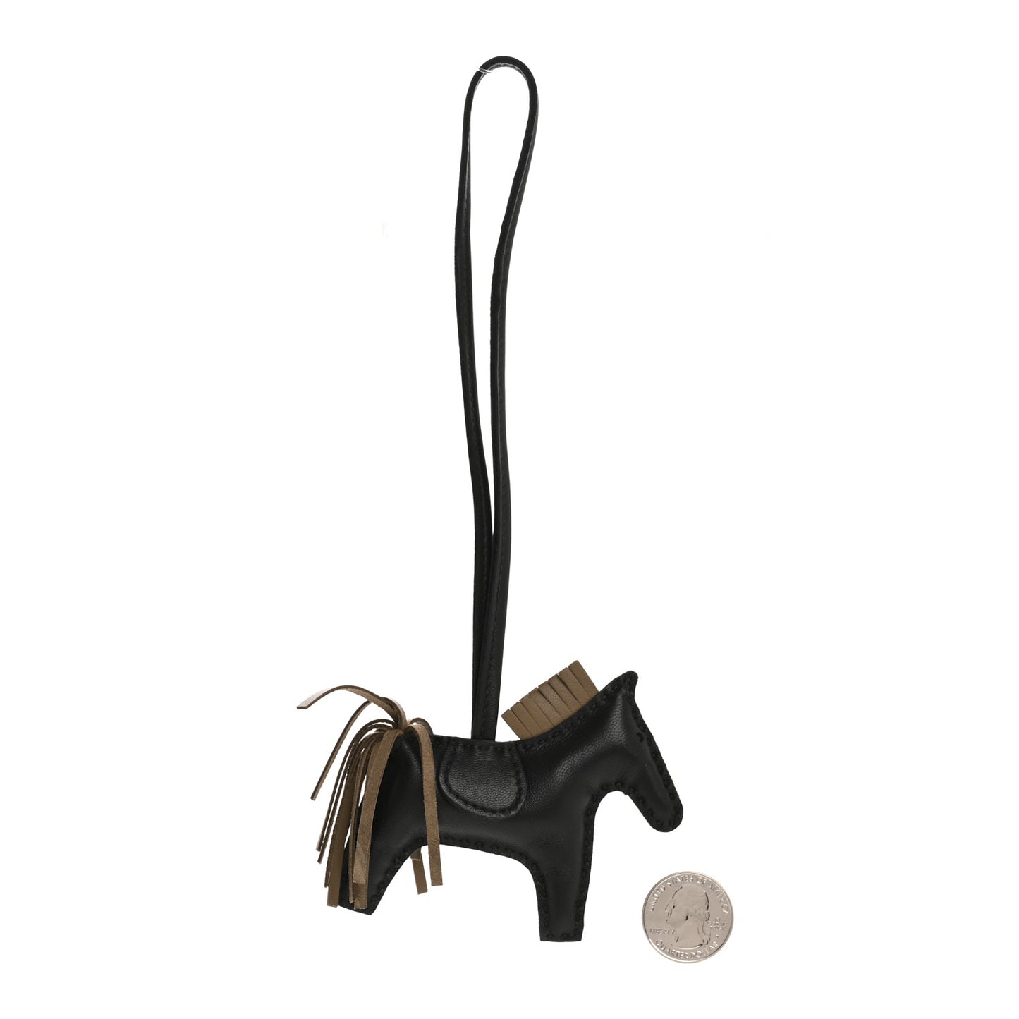 Milo Lambskin Grigri Rodeo Horse Bag Charm PM Black Etoupe