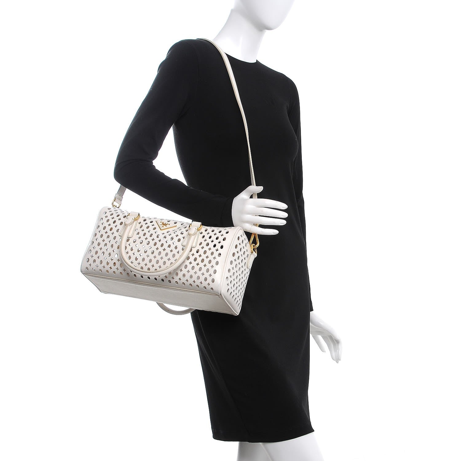 Prada Saffiano Perforated Satchel White 2 of 10