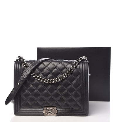 Chanel Calfskin Embossed Stitch Large Boy Flap Black 19 of 19