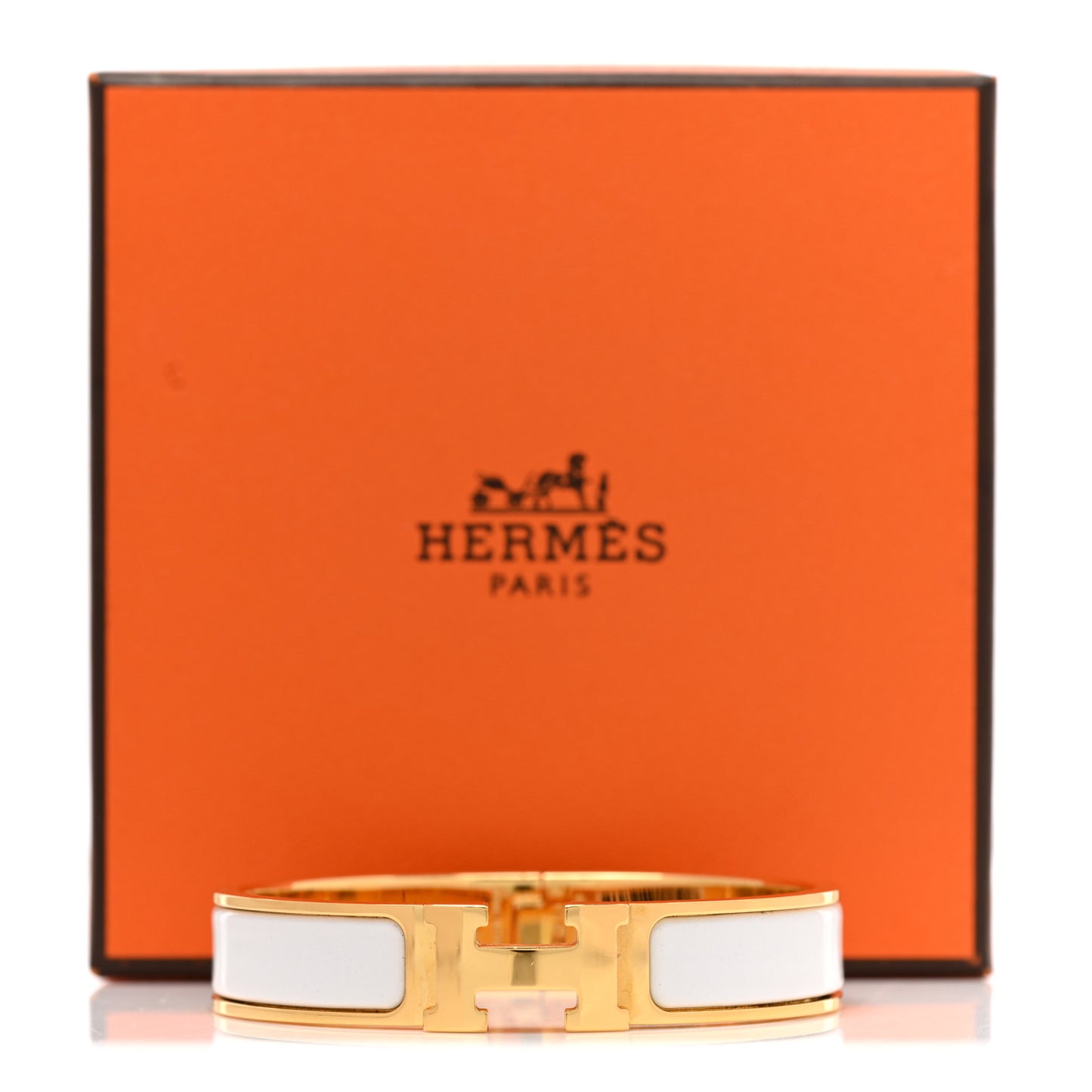 Enamel Narrow Clic Clac H Bracelet PM White
