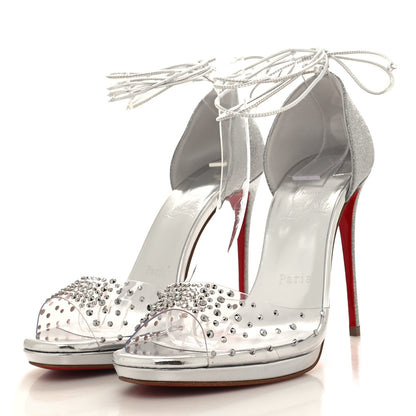 Christian Louboutin PVC Glitter Crystal Degratina Frou 120 Pumps 37.5 Silver 3 of 8
