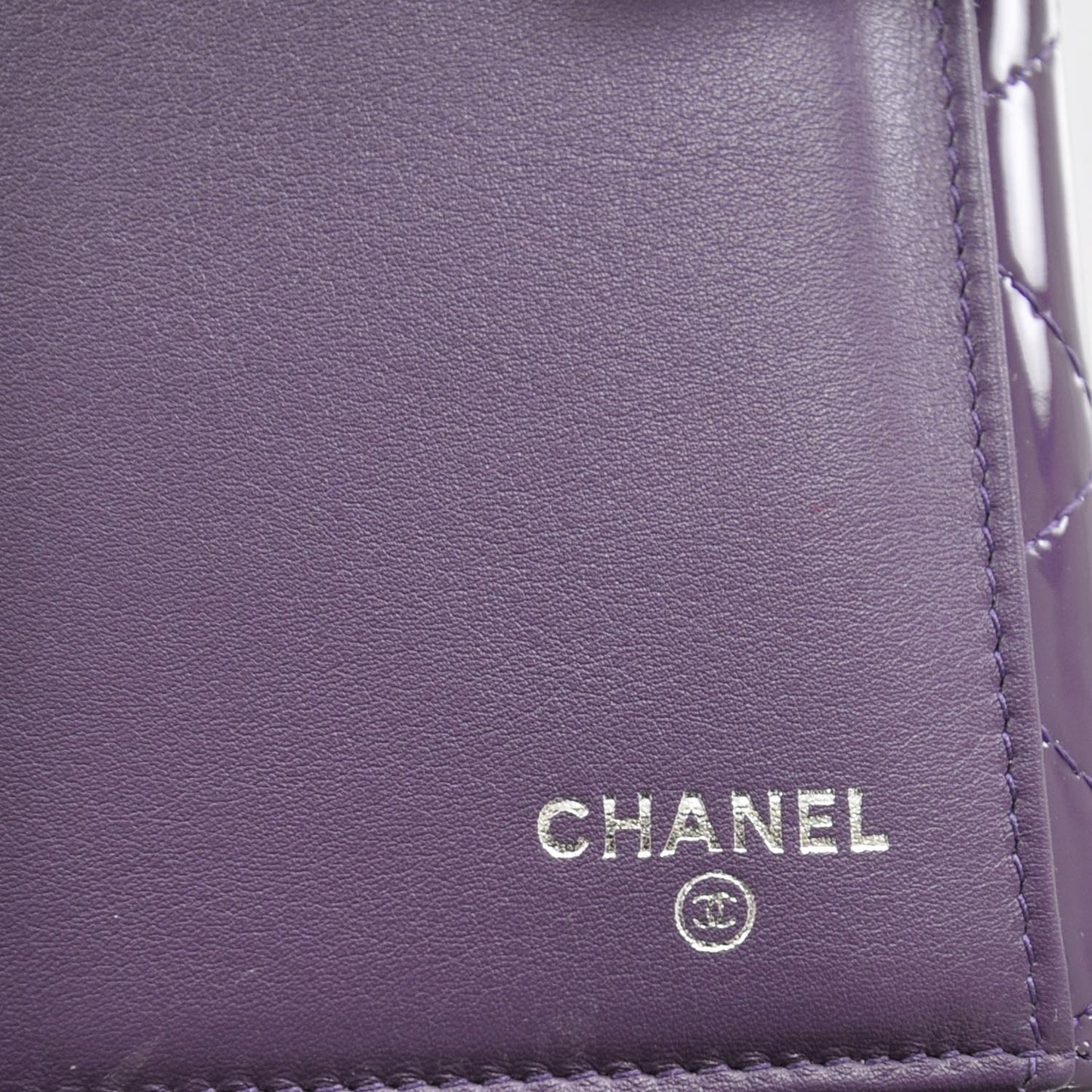 Patent Quilted Large Flap Wallet Purple 12C