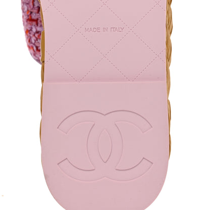 Chanel Tweed CC Thong Sandals Light 36 Purple Pink Red 8 of 9