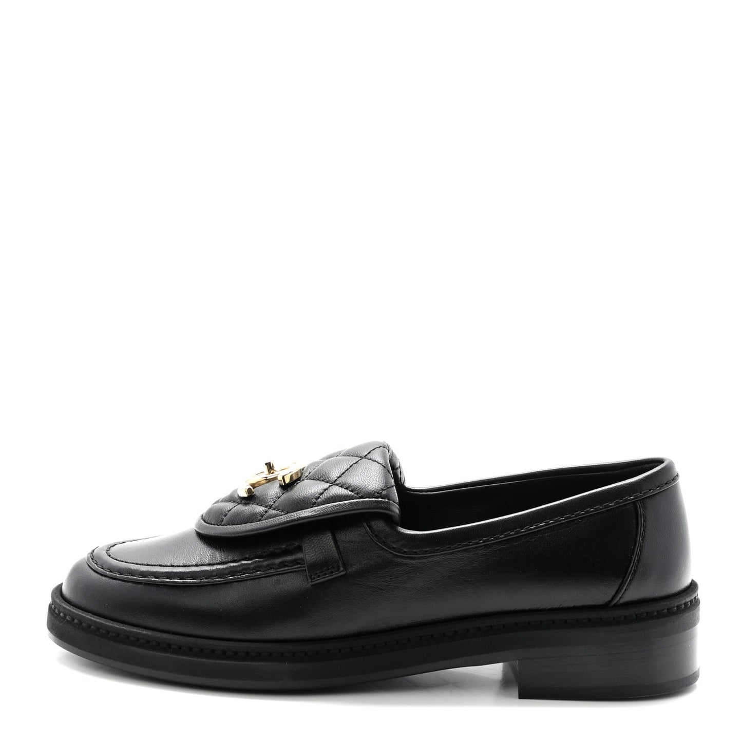 Lambskin Quilted CC Turnlock Loafers 35 Black