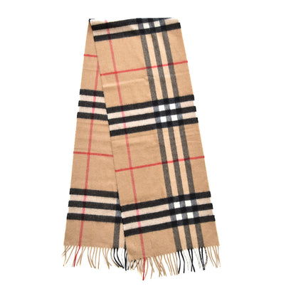 Burberry Cashmere Giant Check Fringe Scarf Camel 3 of 7