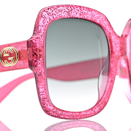 Gucci Square Frame GG 0036S Sunglasses Glitter Pink 7 of 8