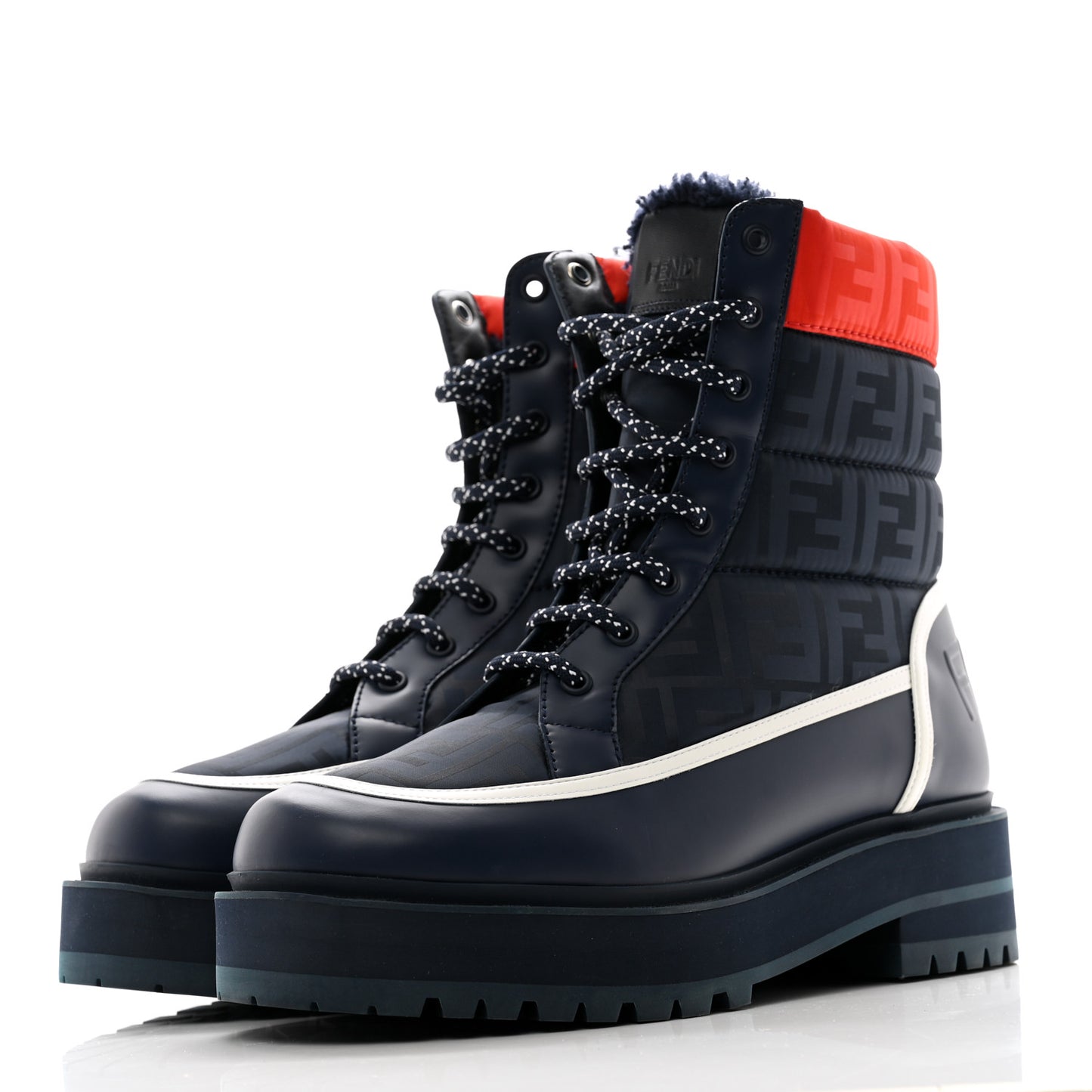 Vitello Nylon FF Biker Boots 40.5 Navy Red