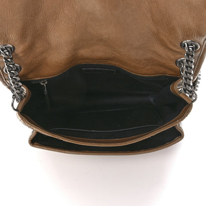 Saint Laurent Crinkled Calfskin Matelasse Monogram Medium Niki Chain Satchel Caramel 5 of 13