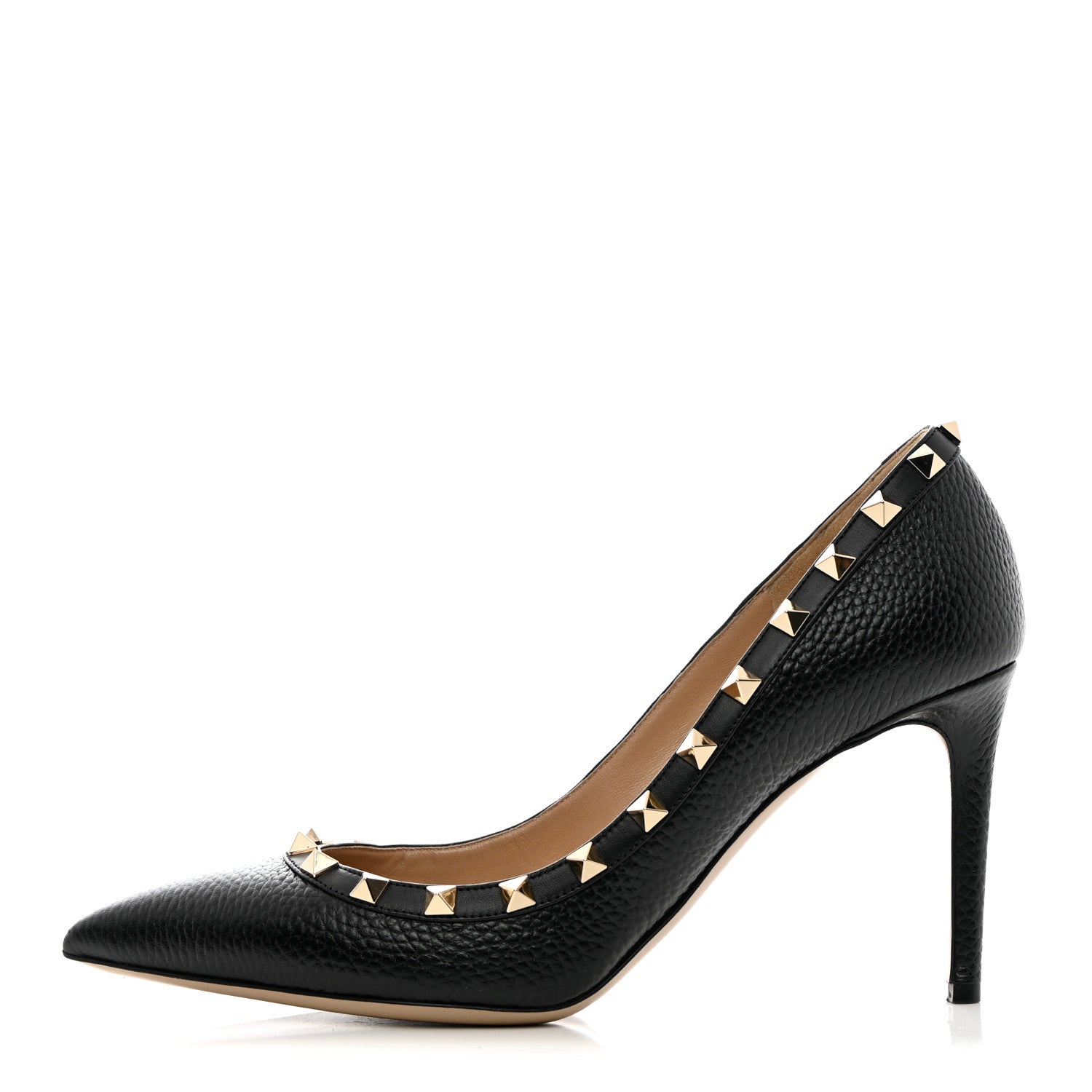 Valentino Garavani Pebbled Calfskin Rockstud 85mm Pumps 39.5 Black 1 of 10