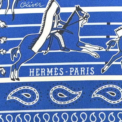 Hermes Silk Double Face Pani La Shar Pawnee Scarf 90 Marine Ciel Bleu Marine 7 of 7