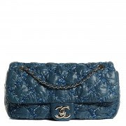 Chanel Nylon Quilted Tweed on Stitch Medium Bubble Flap Blue 1 of 16