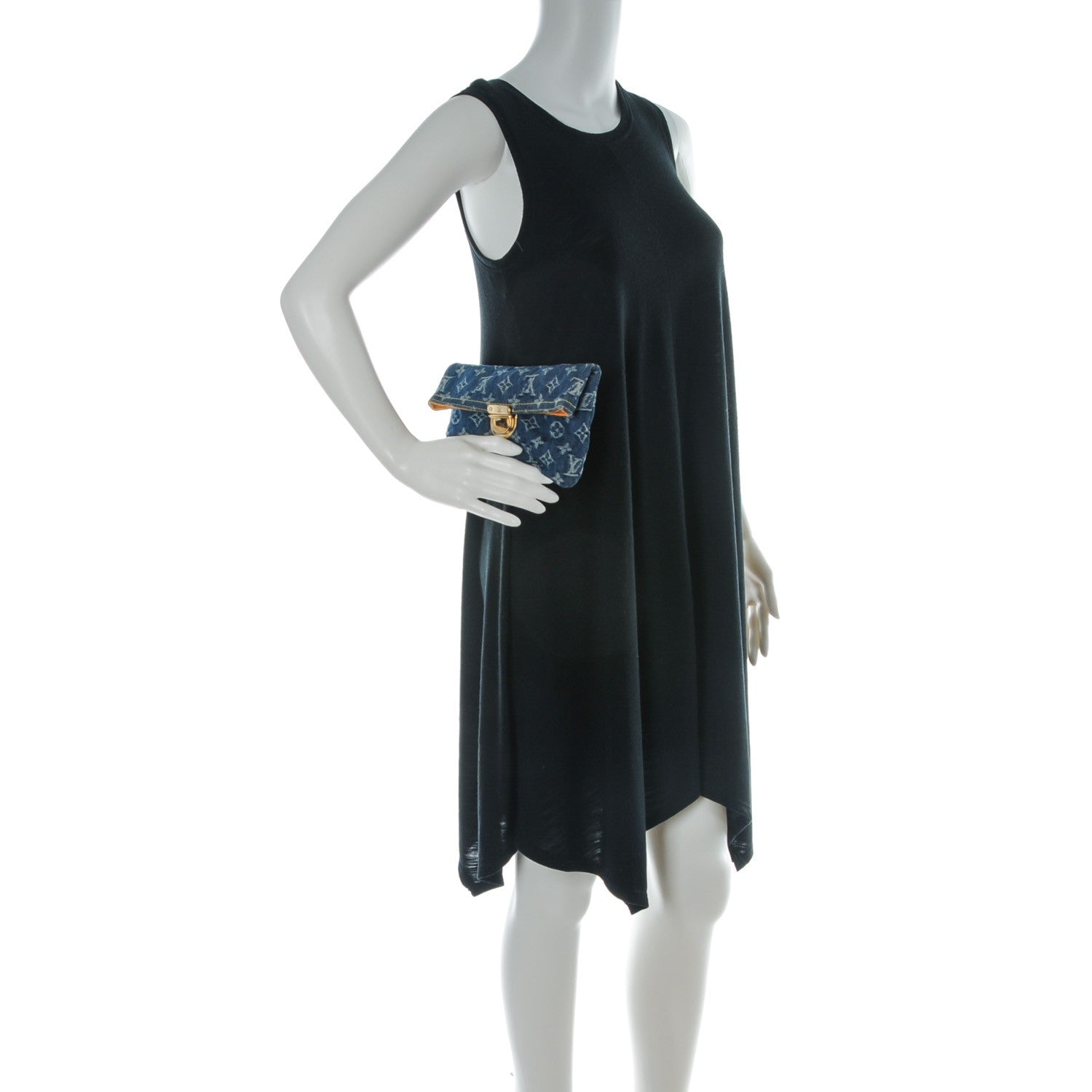 Louis Vuitton Monogram Denim Pochette Plat Clutch Blue 2 of 7