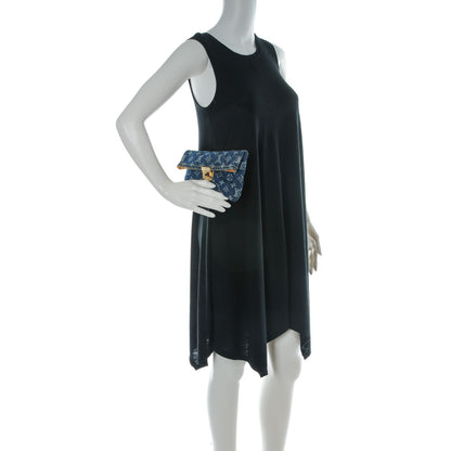 Louis Vuitton Monogram Denim Pochette Plat Clutch Blue 2 of 7