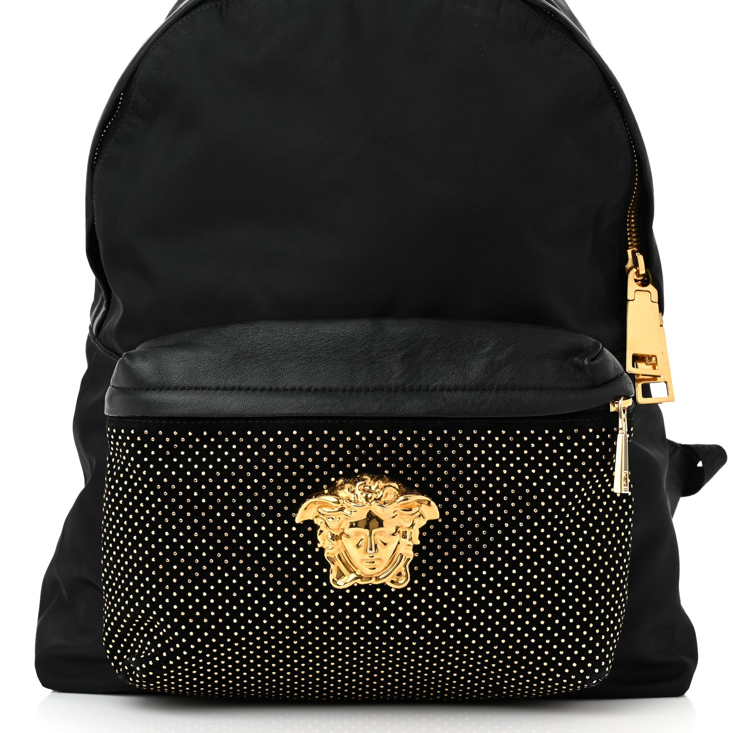 Versace Nylon Goatskin Studded Palazzo Medusa Backpack Black 8 of 12