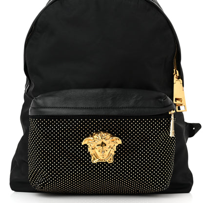 Versace Nylon Goatskin Studded Palazzo Medusa Backpack Black 8 of 12