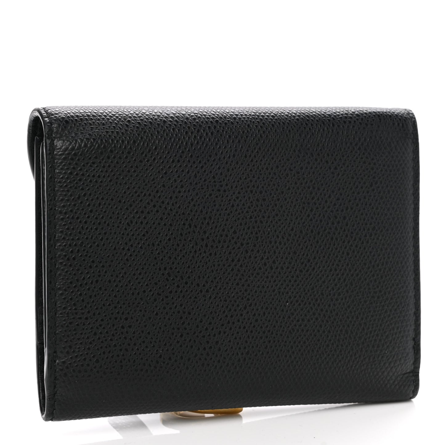 Grained Calfskin Saddle Wallet Lotus Black
