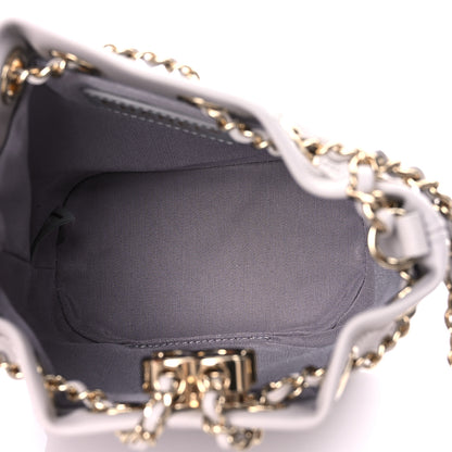 Chanel Calfskin Stitched Mini Drawstring CC Bag Light Grey 5 of 10