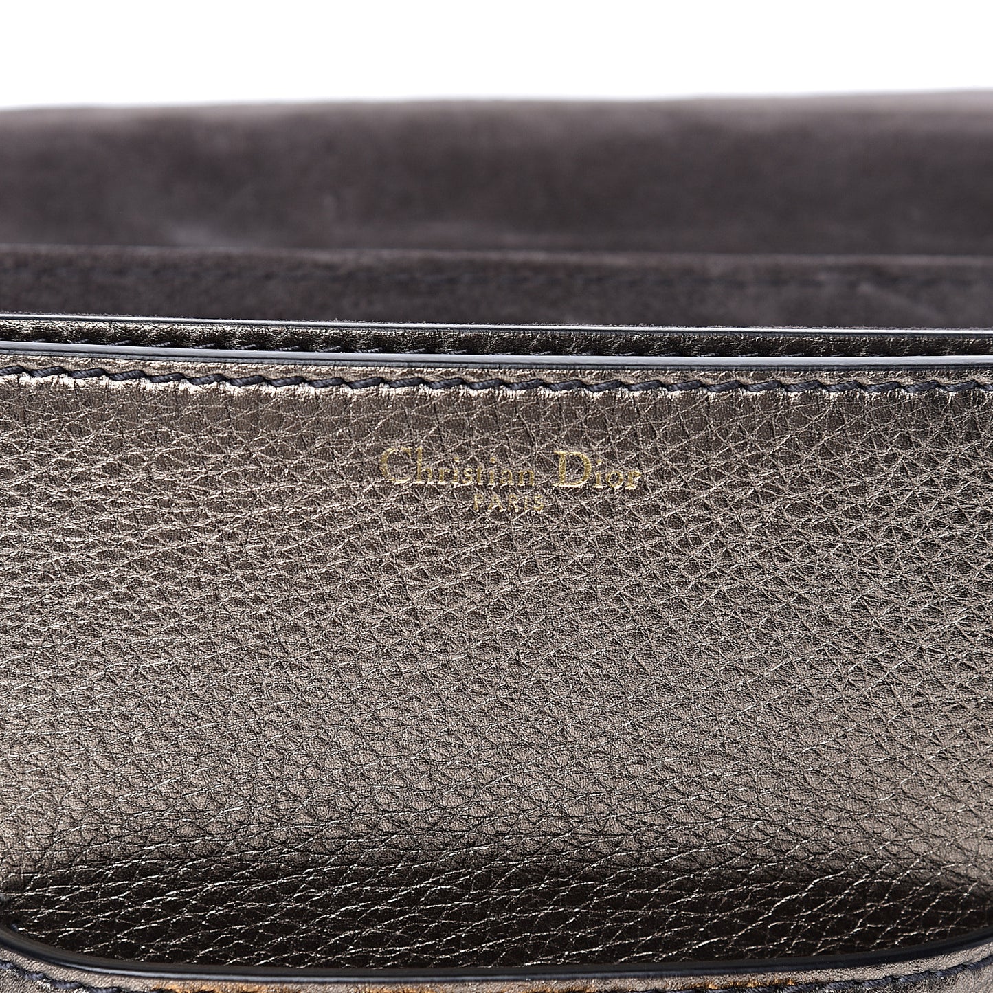 Metallic Grained Calfskin Dio(r)evolution Flap Bag Black Gold