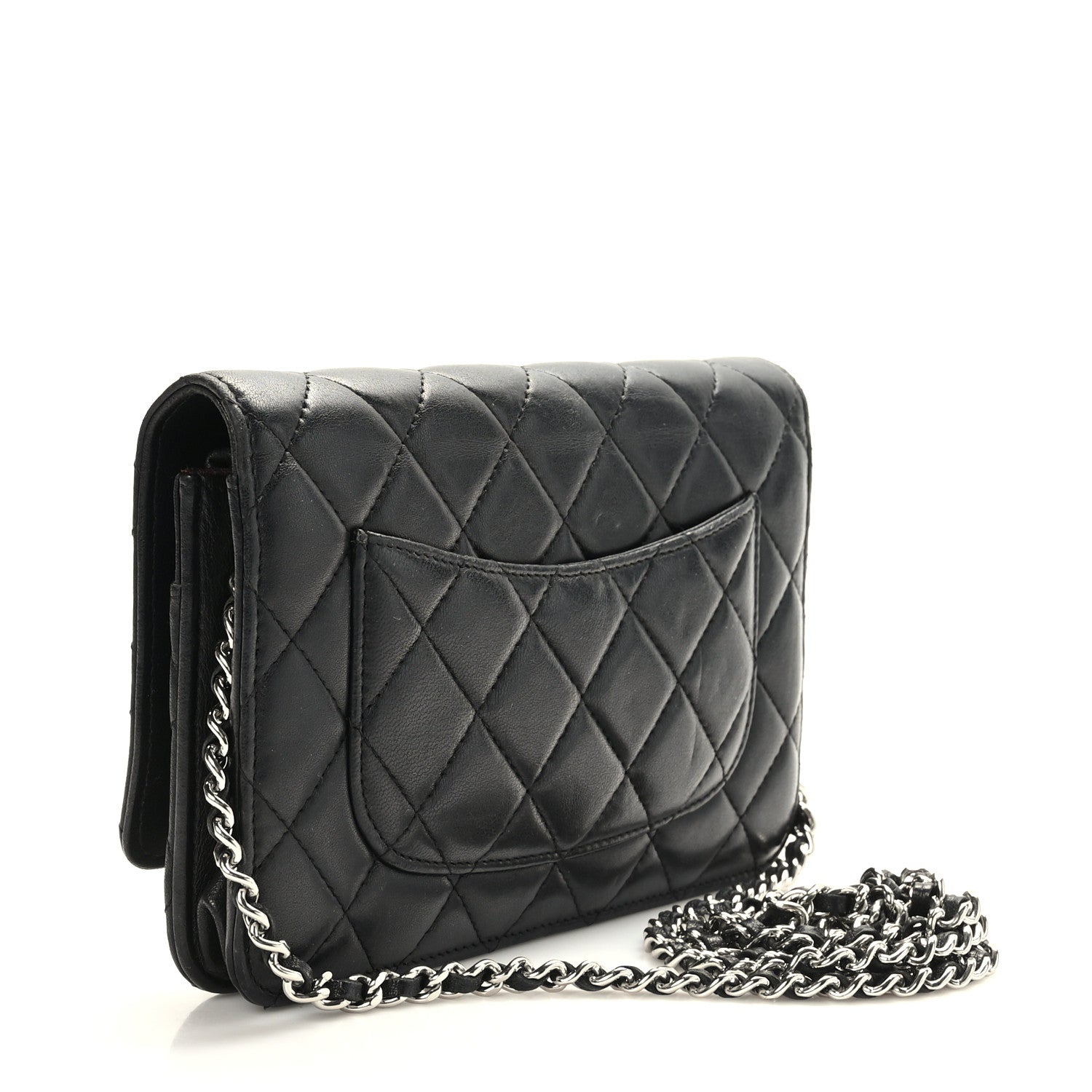 Chanel Lambskin Quilted Wallet On Chain WOC Black 3 of 10