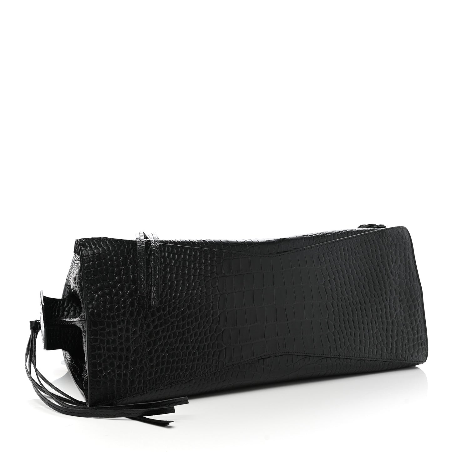 Semi Matte Calfskin Crocodile Embossed Neo Classic Black Hardware Large City Black
