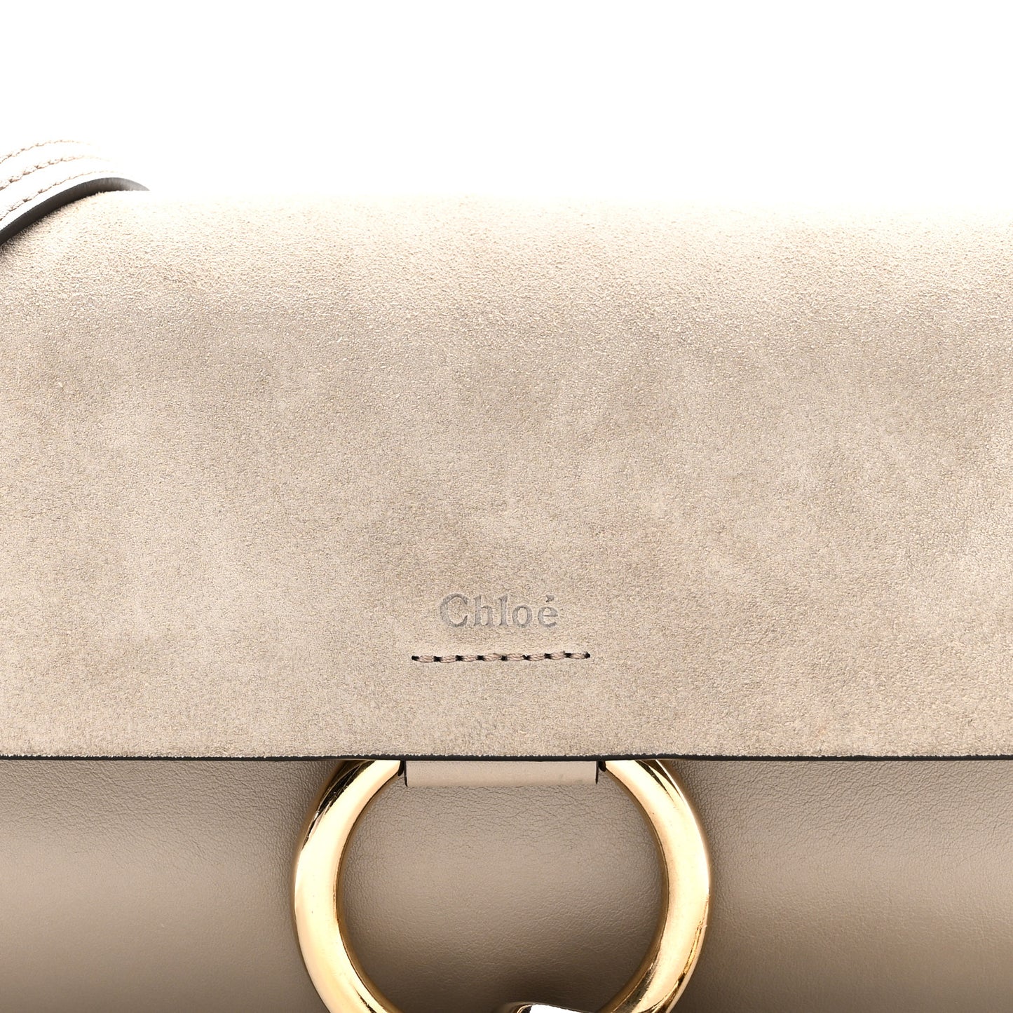 Suede Calfskin Small Faye Shoulder Bag Motty Grey