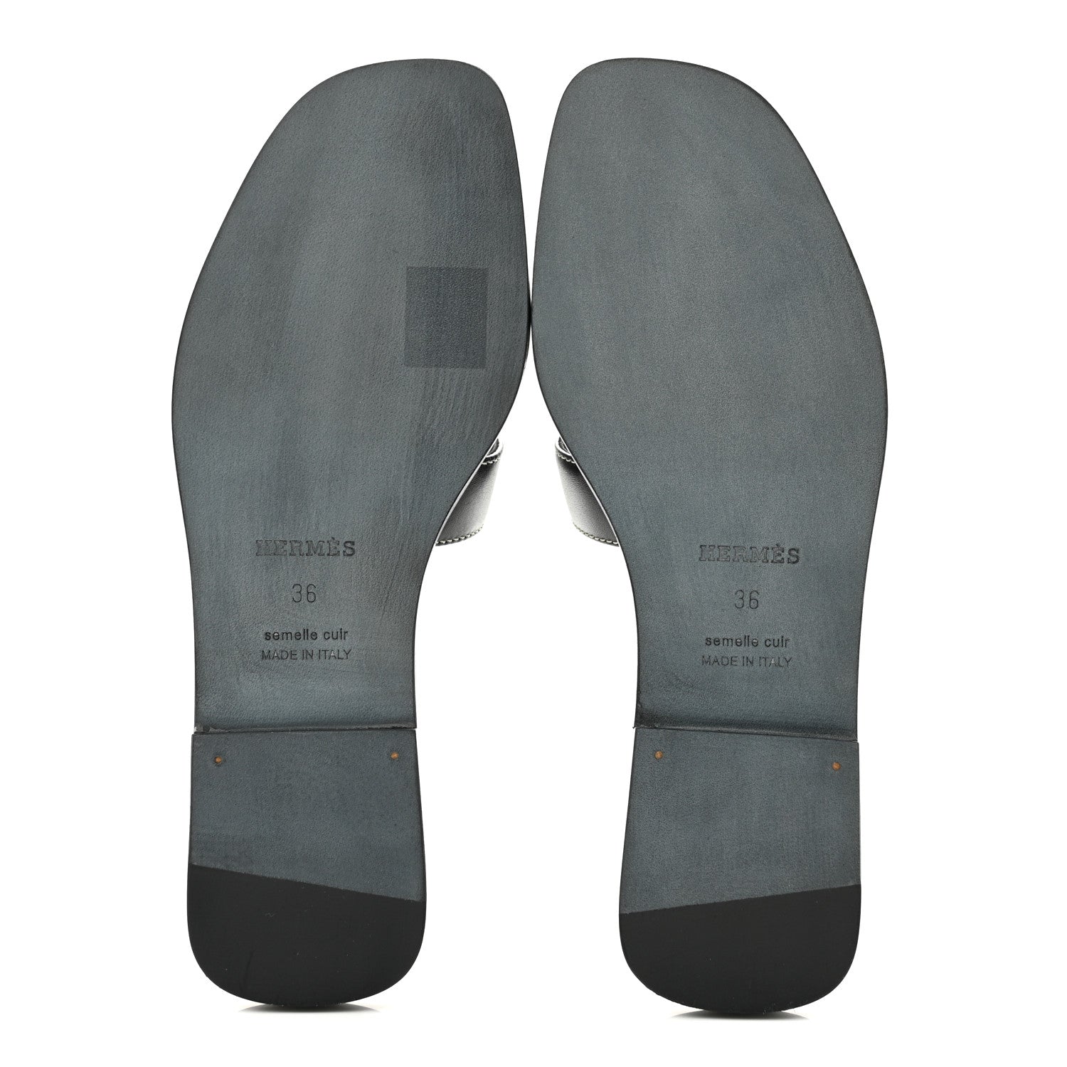 Hermes Box Calfskin Oran Sandals 36 Black 6 of 10