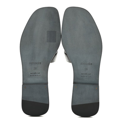 Hermes Box Calfskin Oran Sandals 36 Black 6 of 10