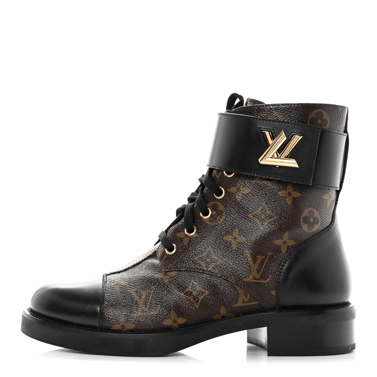 Louis Vuitton Calfskin Monogram Wonderland Flat Ranger Boots 40 Black 1 of 10