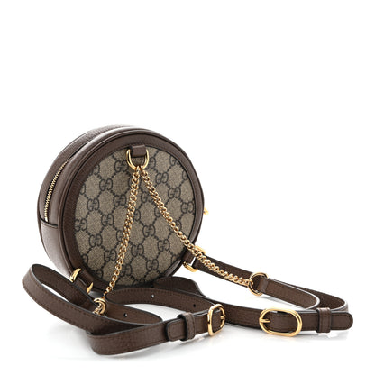 Gucci GG Supreme Monogram Web Mini Ophidia Round Shoulder Bag Brown 3 of 10