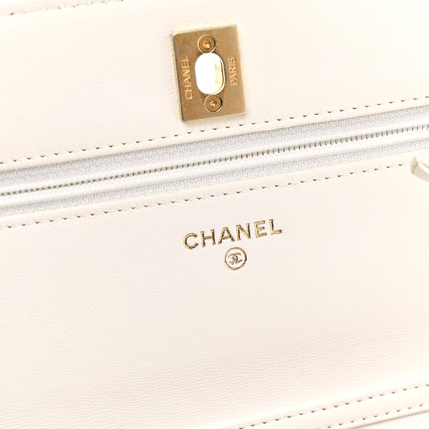 Chanel Lambskin Quilted CC Pearl Crush Wallet on Chain WOC White 6 of 12